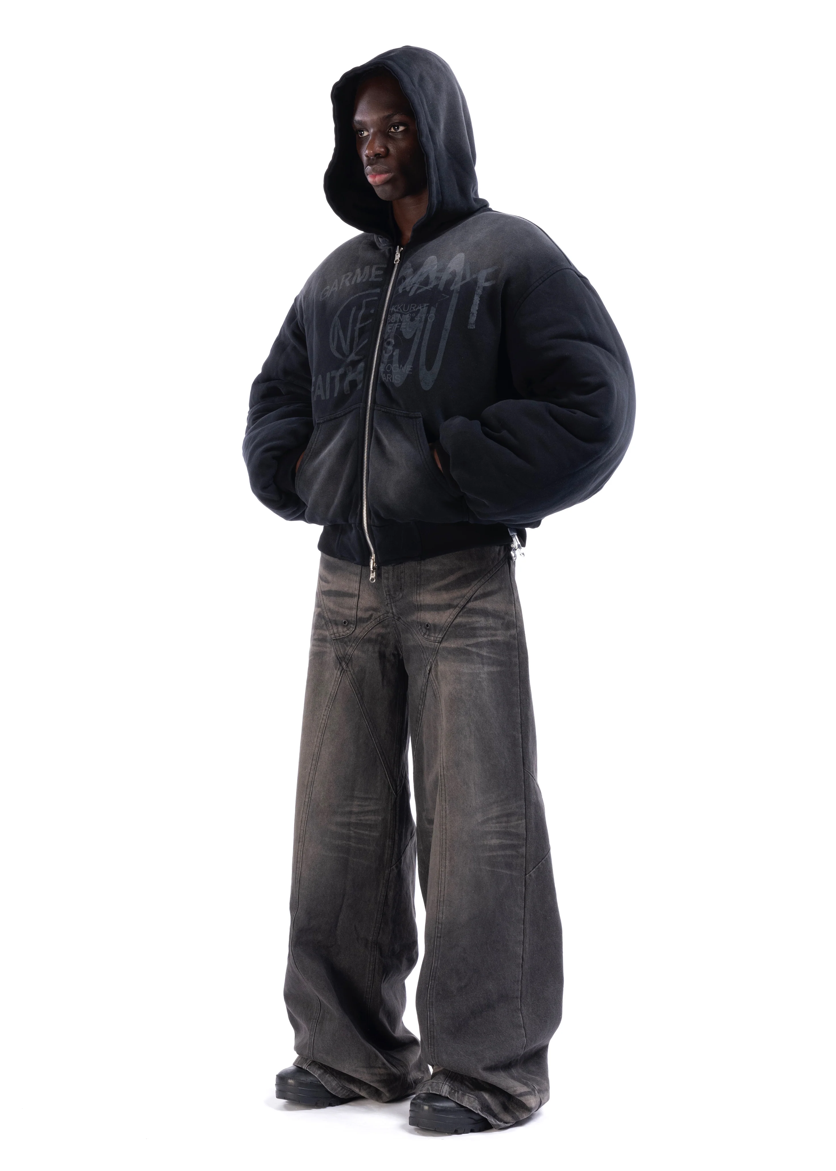 REVERSIBLE HOOD BOMBER JACKET BLACK - Image 15
