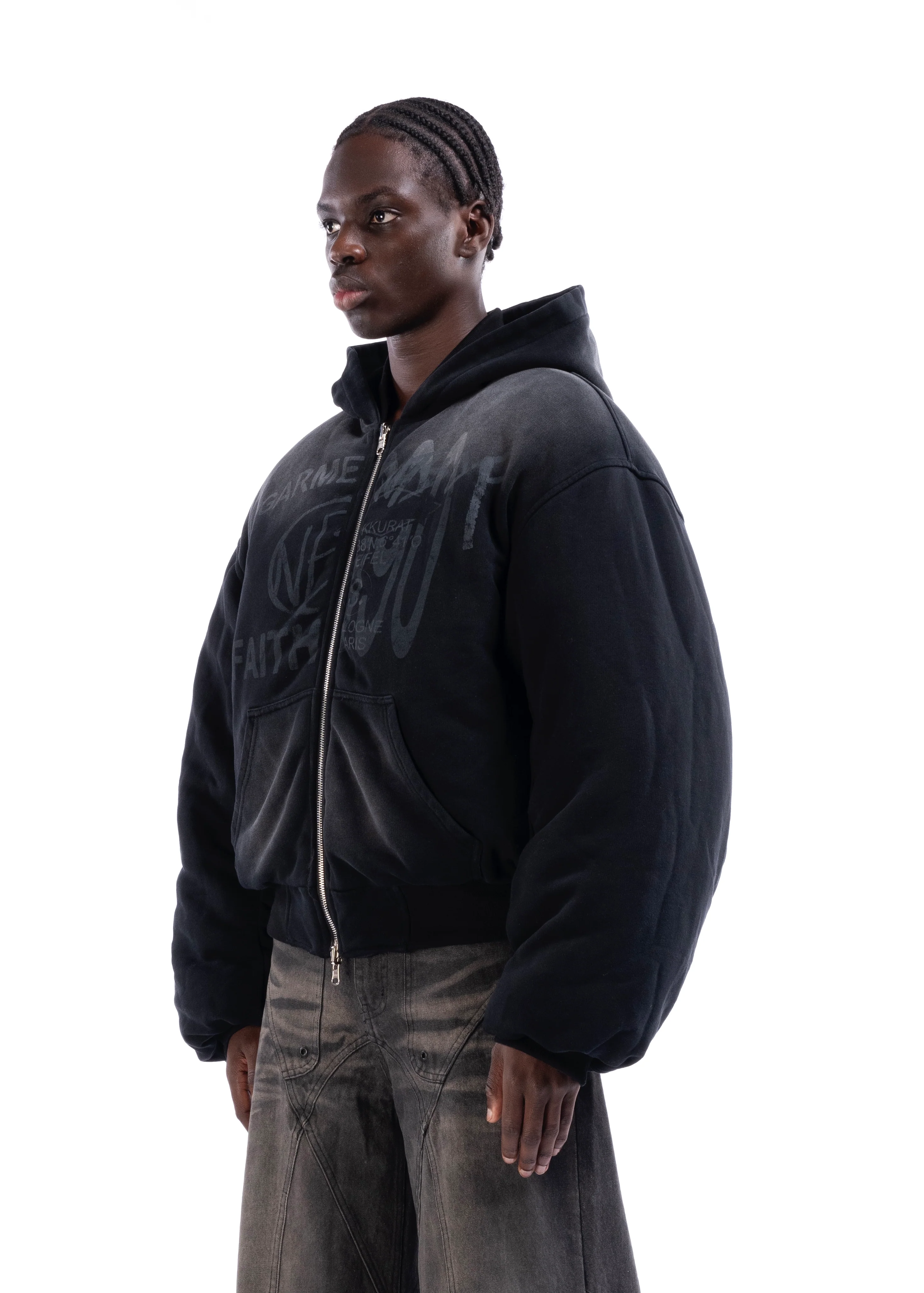 REVERSIBLE HOOD BOMBER JACKET BLACK - Image 5