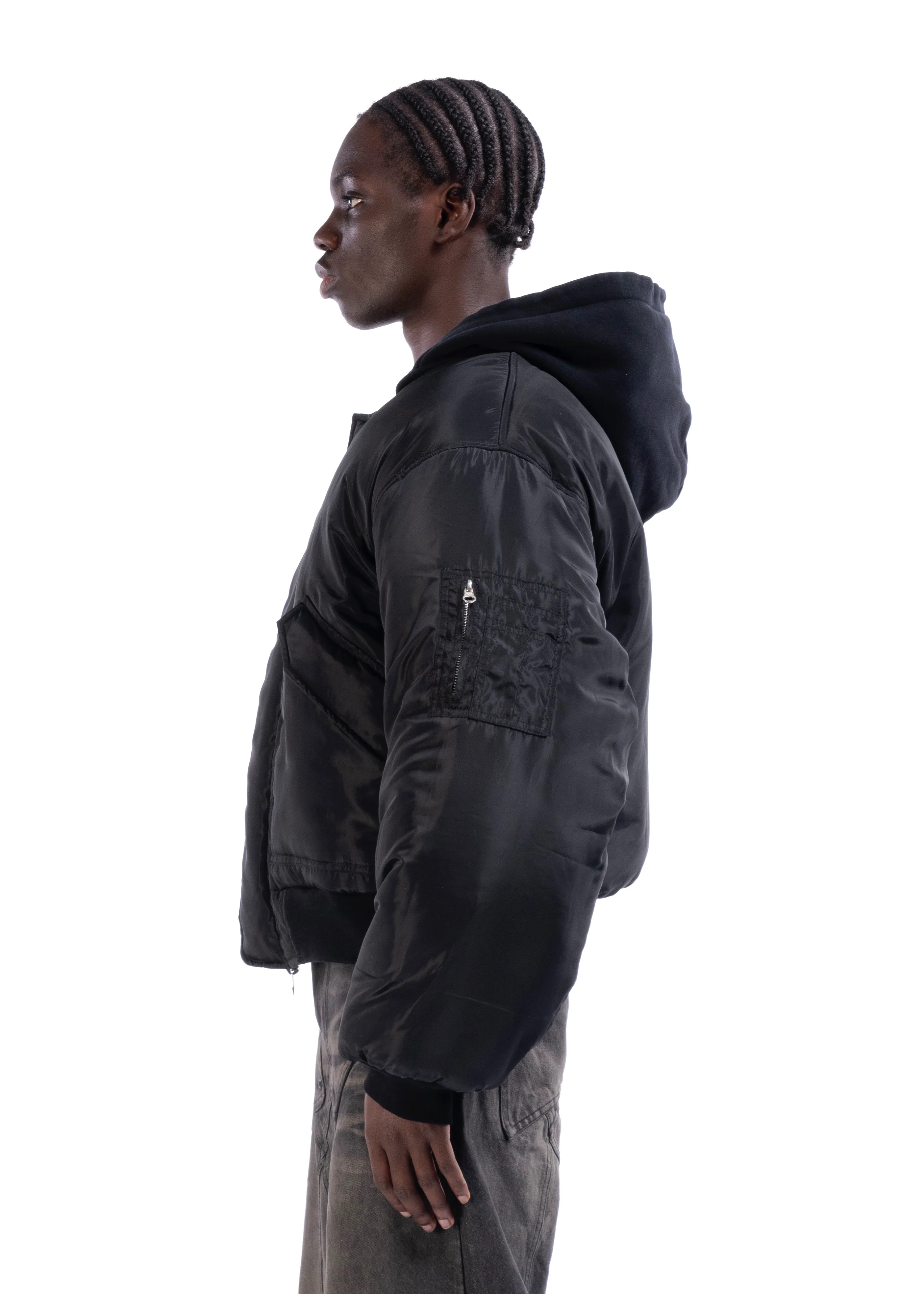 REVERSIBLE HOOD BOMBER JACKET BLACK - Image 6