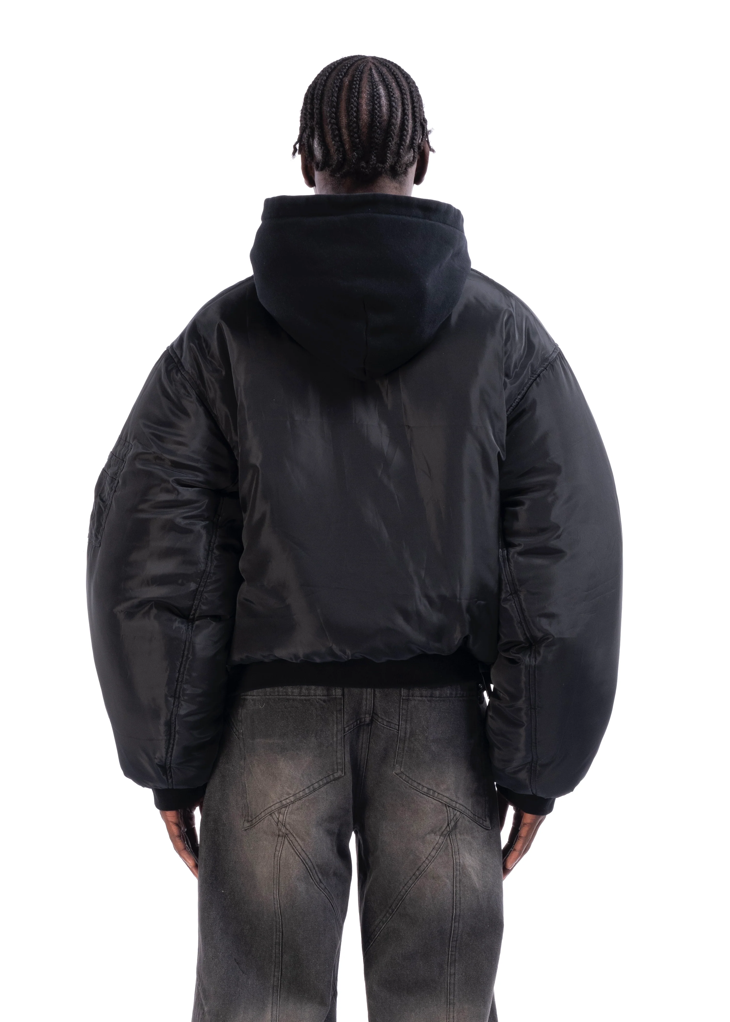 REVERSIBLE HOOD BOMBER JACKET BLACK - Image 8