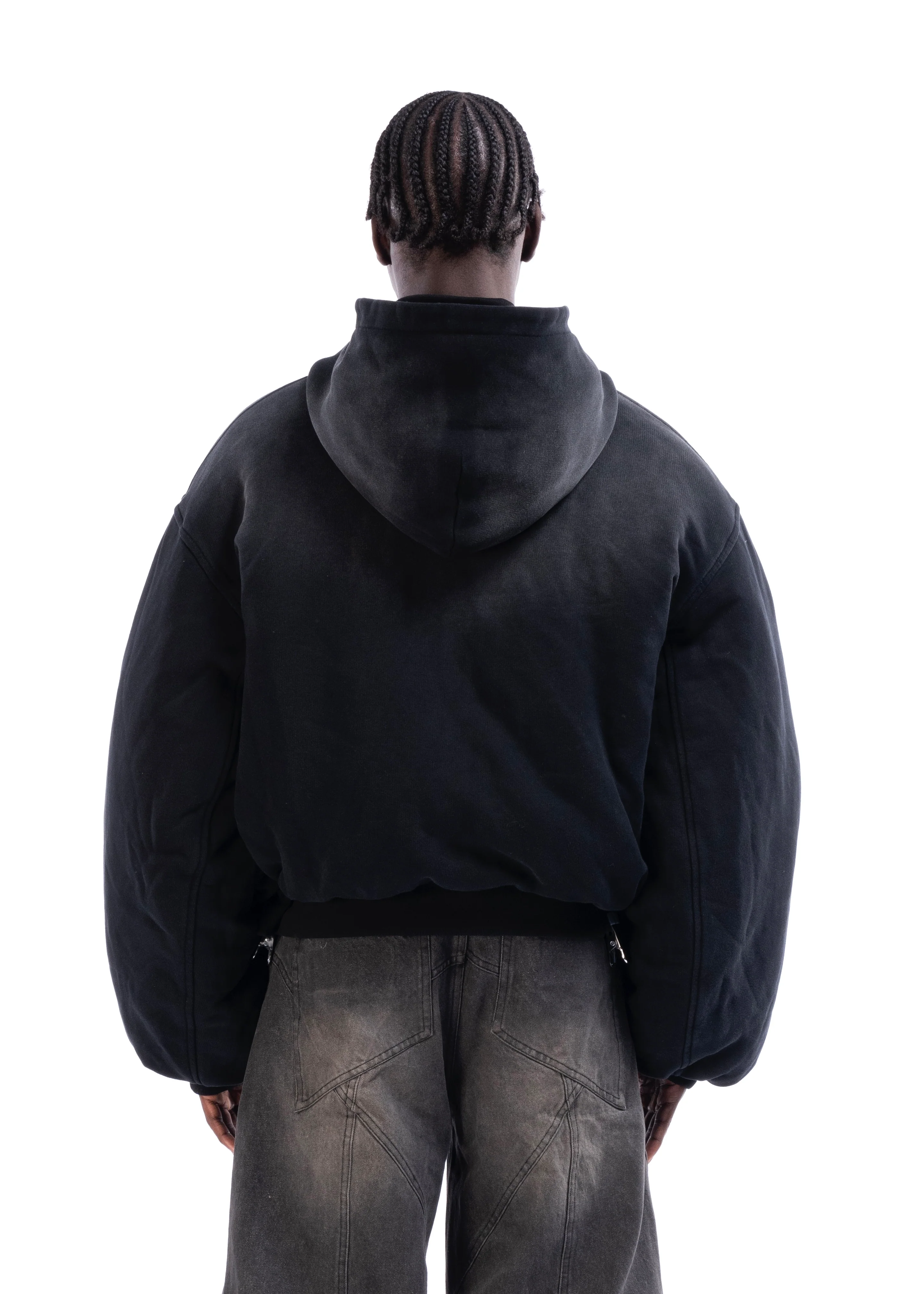 REVERSIBLE HOOD BOMBER JACKET BLACK - Image 9