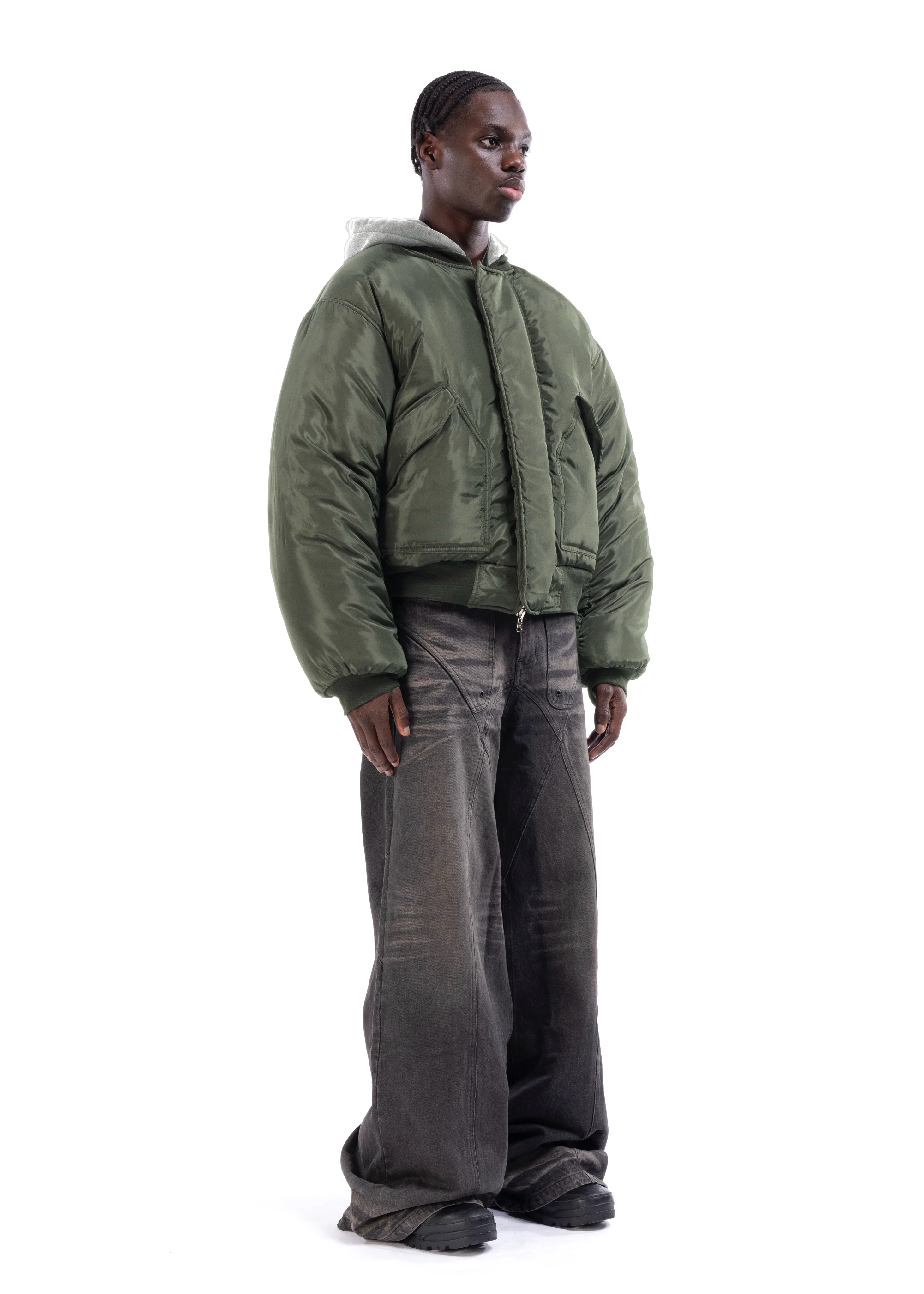 REVERSIBLE HOOD BOMBER JACKET GREEN - Image 10