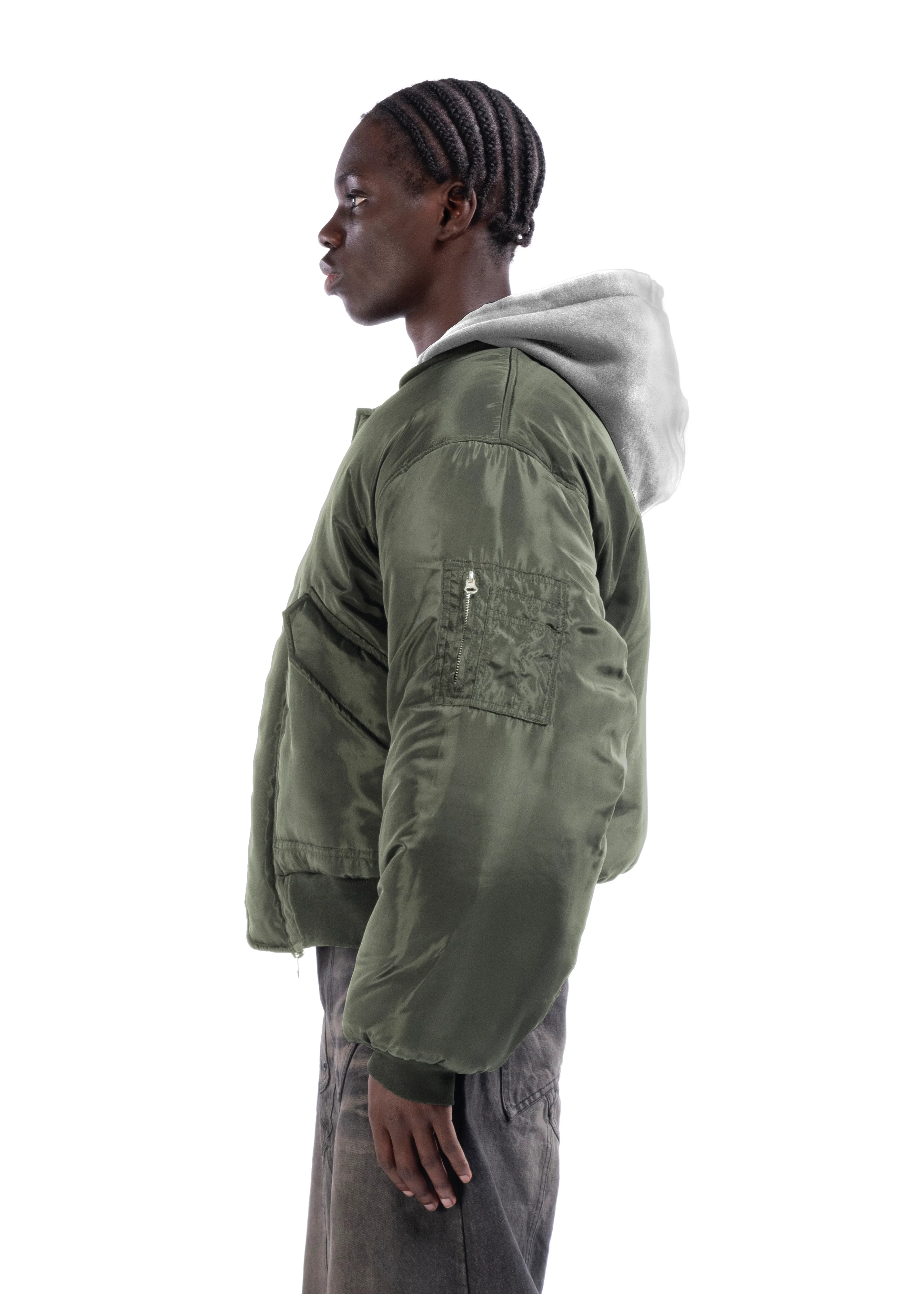 REVERSIBLE HOOD BOMBER JACKET GREEN - Image 6