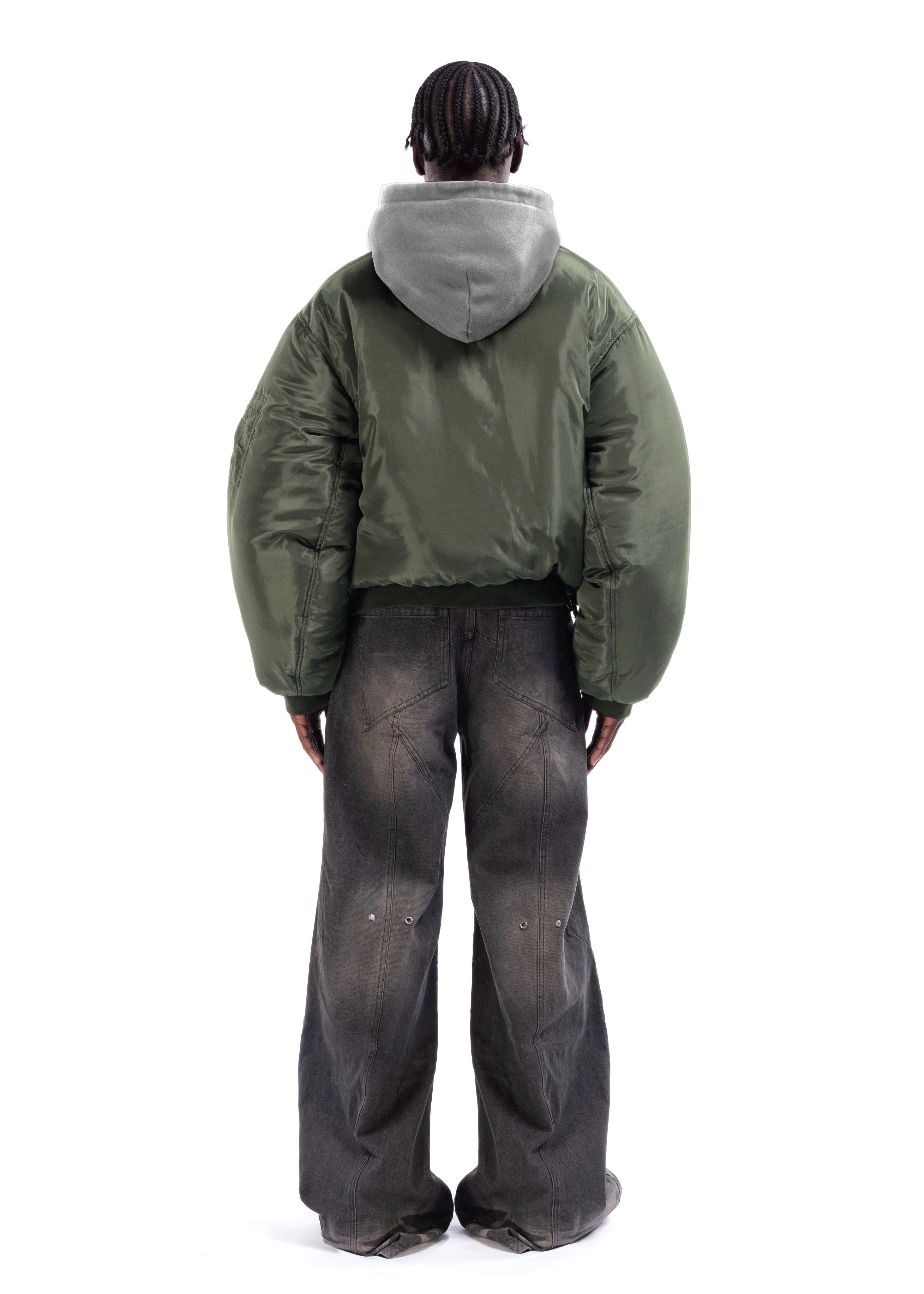 REVERSIBLE HOOD BOMBER JACKET GREEN - Image 8