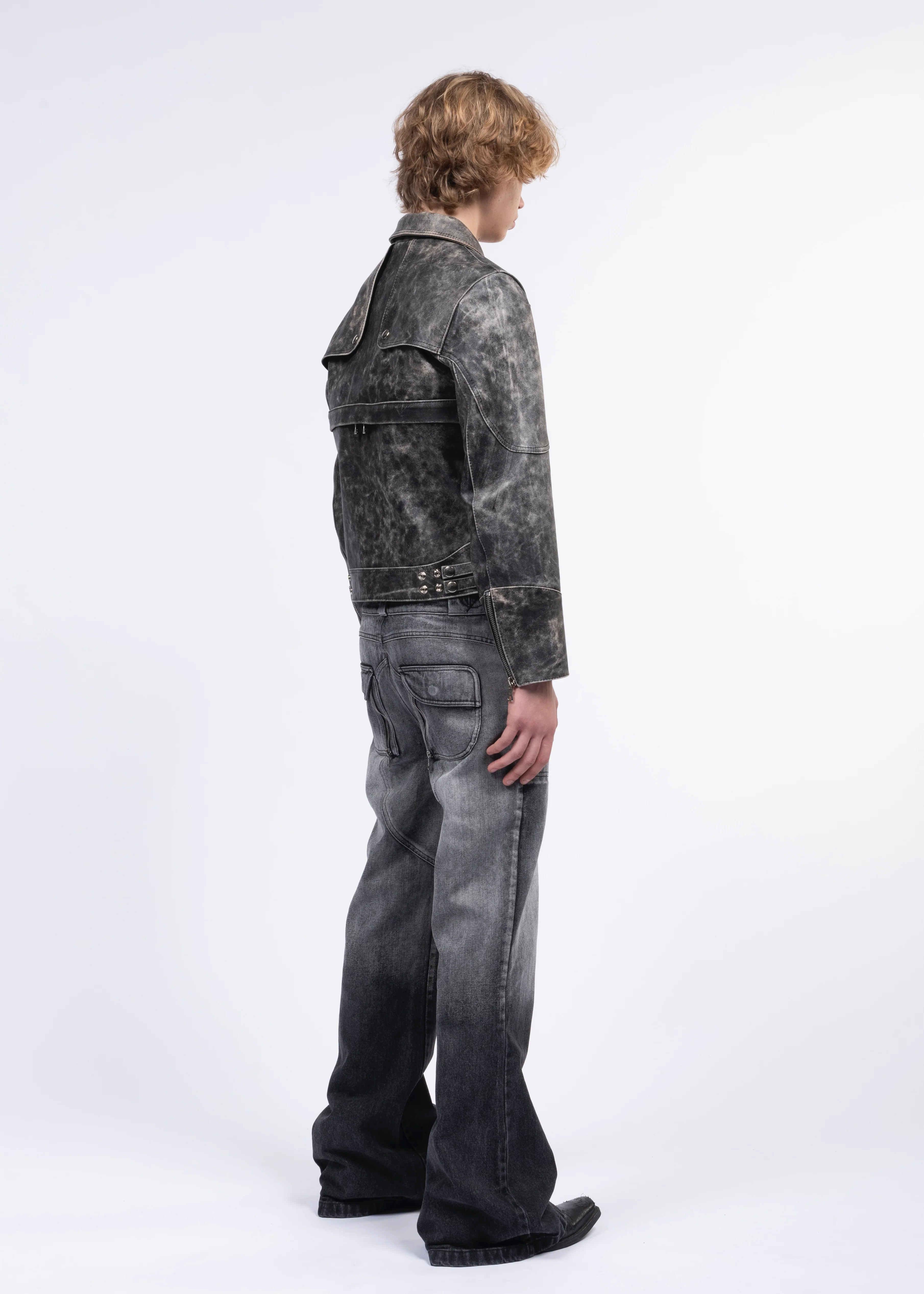 SNAKE ZIP LEATHER JACKET - Image 5